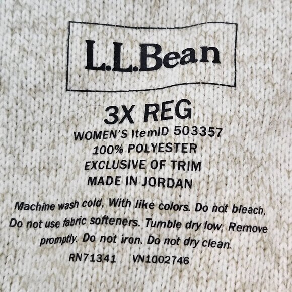 L.L. Bean Womens 3X Sweater Fleece Pullover Beige Snap Neck Warm Preppy EUC! - Picture 9 of 11